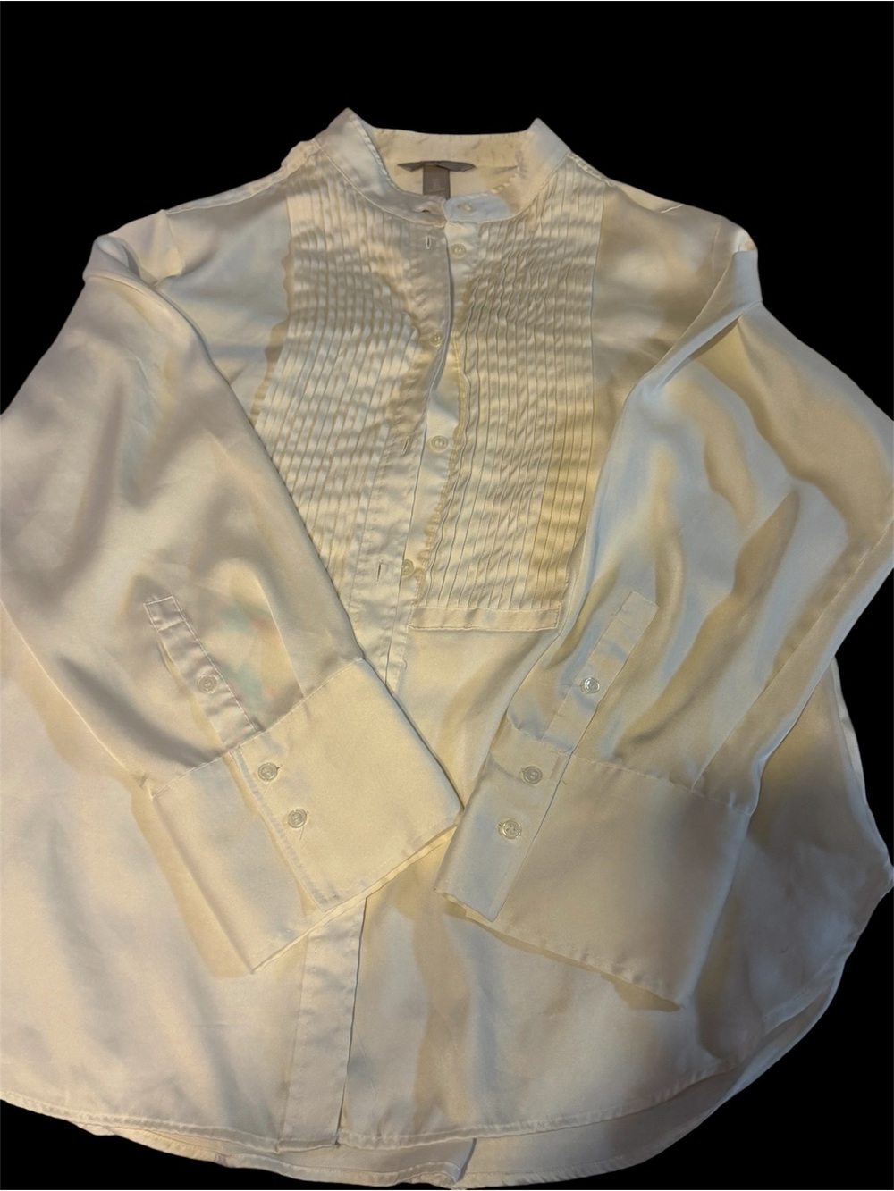 H&M Cream Pleated Front Satin Blouse